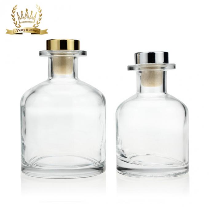 Projete cuidados pessoais vazios Cork Round 150ml 260ml do inclinação de Reed Diffuser Bottle Aroma Glass Clear Black do óleo do perfume