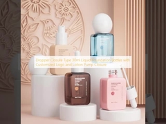 Tipo de fecho do gotinador 30 ml garrafas de base líquida com logotipo personalizado e fecho da bomba de loção